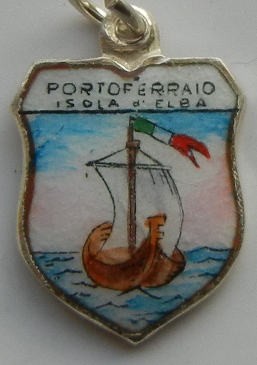 Portoferraio Italy - Isola d'elba - Vintage Enamel Travel Shield Charm